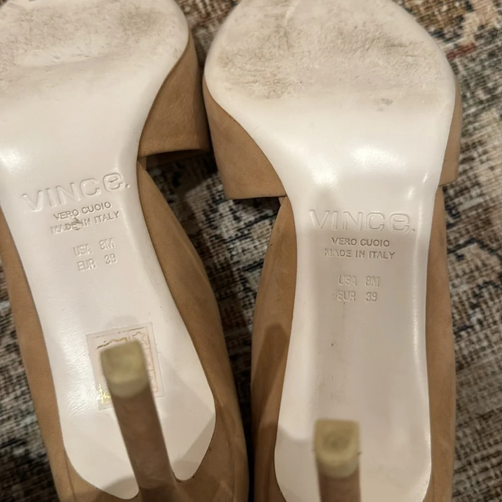 VINCE Saffron Nubuck Suede Peep Toe d'Orsay Pumps - Picture 4 of 5